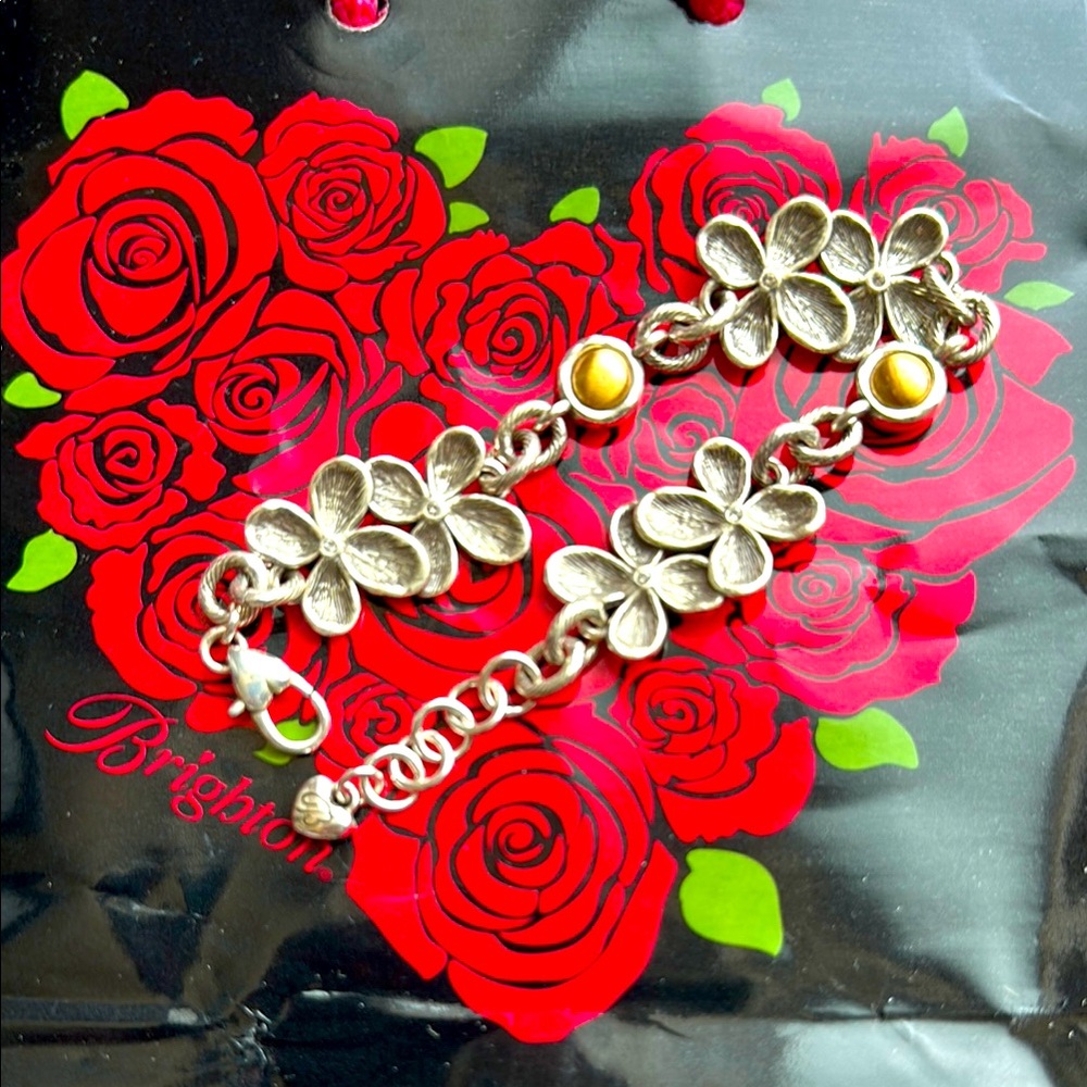 Brighton Everbloom 2 Tone Silver and Gold Flower Bracelet